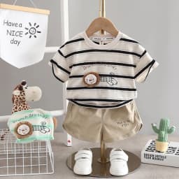 Summer Baby Boys Clothing Set Kids Short Sleeve Striped Shirt Shorts 2Pcs Suit For 1-5 Years Infant Kids Children Casual Outfit