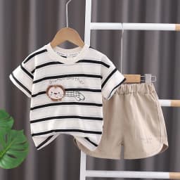 Summer Baby Boys Clothing Set Kids Short Sleeve Striped Shirt Shorts 2Pcs Suit For 1-5 Years Infant Kids Children Casual Outfit