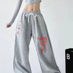 Fun Dragon Patterned Casual Sports Jogging Pants for Both Men and Women, 3D Drawstring Straight Leg Sports Hip-hop Style Pants