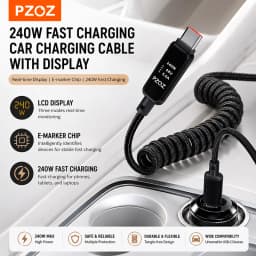 PZOZ USB C to Type C Spring cable Charging and Data Transfer LED Spring Cord For iPhone 17 Pro Max iPad Mobile Phones cable 2m