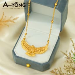 Arabic Fashion Eagles Necklace 21k Gold Plated Dubai Vintage Animals Pendant Chains Middle East Women Event Party Jewelry