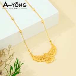 Arabic Fashion Eagles Necklace 21k Gold Plated Dubai Vintage Animals Pendant Chains Middle East Women Event Party Jewelry