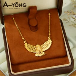 Arabic Fashion Eagles Necklace 21k Gold Plated Dubai Vintage Animals Pendant Chains Middle East Women Event Party Jewelry