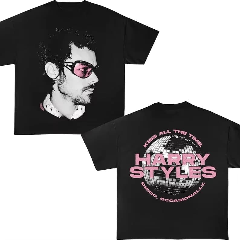 Harry Styles T-shirt Kiss All The Time Disco Occasionally Album Graphic Men Women Oversize Y2K Unisex Cotton Shirt Summer O-Neck