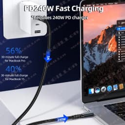 8K USB 4 Thunderbolt 4/3 Cable 40Gbps Type C TO USB-C Cable PD240W Type-c Fast Charging Cable for Macbook iPad to Monitor Laptop