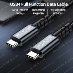 8K USB 4 Thunderbolt 4/3 Cable 40Gbps Type C TO USB-C Cable PD240W Type-c Fast Charging Cable for Macbook iPad to Monitor Laptop