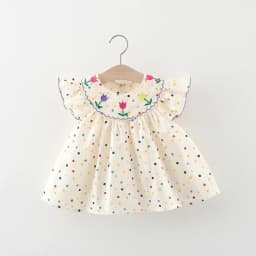 Baby Dress Summer Colorful Polka Dot And Floral Girls' Dress Cute Cotton Beach Kids Dress Baby Girl Clothes