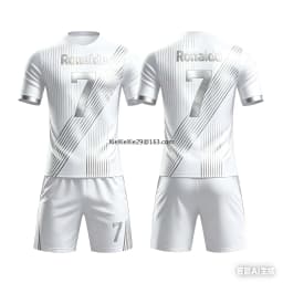 2026 Fashion New AI Ronaldo No.7 3D Cool Quick Drying Football Summer Children's T-shirt Shorts Set Parent Child Large Size