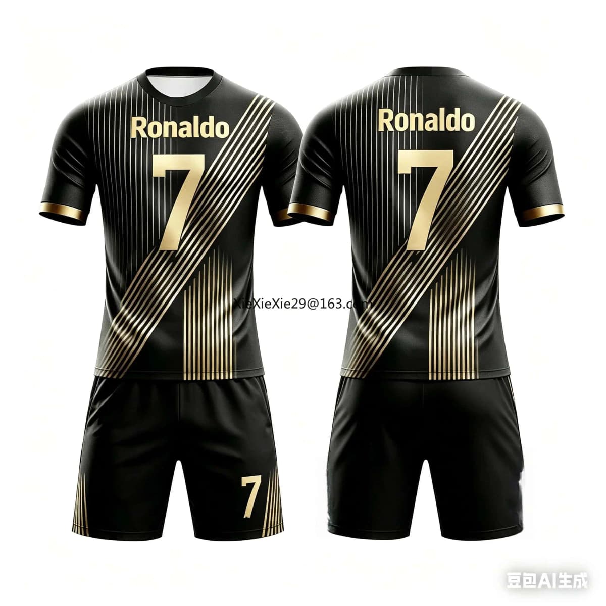2026 Fashion New AI Ronaldo No.7 3D Cool Quick Drying Football Summer Children's T-shirt Shorts Set Parent Child Large Size