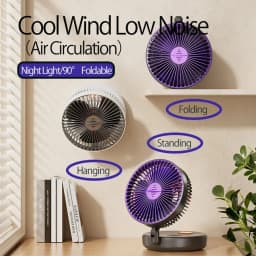 Foldable Wall-Mounted Fan Portable Desktop Fan With LED Light USB Rechargeable Portable Air Circulation Fan 4 Gears Adjustment