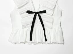 KONDALA Holiday Elegant Chic Women Tank Top Sleeveless Ruffles Bow V-Neck Zipper Tank Top Fashion 2026 Summer Beach Party Top