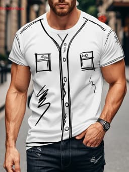 Men's Fashion High Street Printed Short Sleeve Tee Summer Casual Quick Dry Breathable Jersey Sportswear Tops