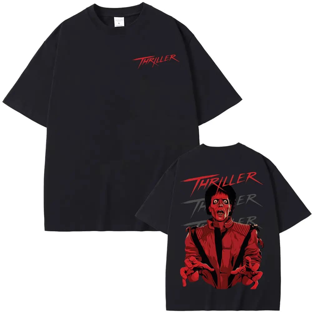 King of Pop Michael Jackson Thriller Graphic T Shirt Men Women Harajuku Vintage Style T-shirts High Quality 100% Cotton T Shirts