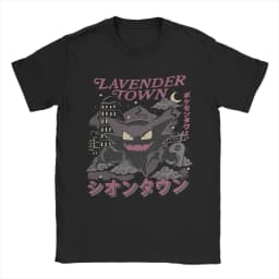 Lavender Town Legends T-Shirt Unisex Cotton Tops Kawaii 90s Anime Phantom Pokemoned Gengar Round Neck Short Sleeve