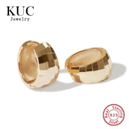 Light Luxury Vintage 925 Sterling Silver Fashion Fine Jewelry Minimalist Chunky Wide Dome Hoop Earrings for Girls