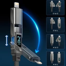 4 In 1 Fast Charging Cable Multi Port USB Type C Data Cable For IPhone16 15 14 Xiaomi Samsung Oppo Universal Charger Cord
