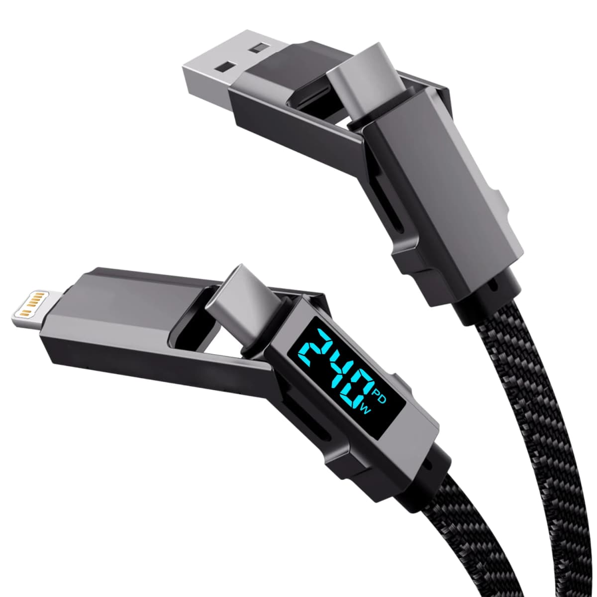 4 In 1 Fast Charging Cable Multi Port USB Type C Data Cable For IPhone16 15 14 Xiaomi Samsung Oppo Universal Charger Cord