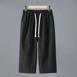 Men's Straight Casual Cotton Linen 7-points Pants Lightweight Baggy Solid Middle Pants Outdoor Breathable Calf-Length Pants