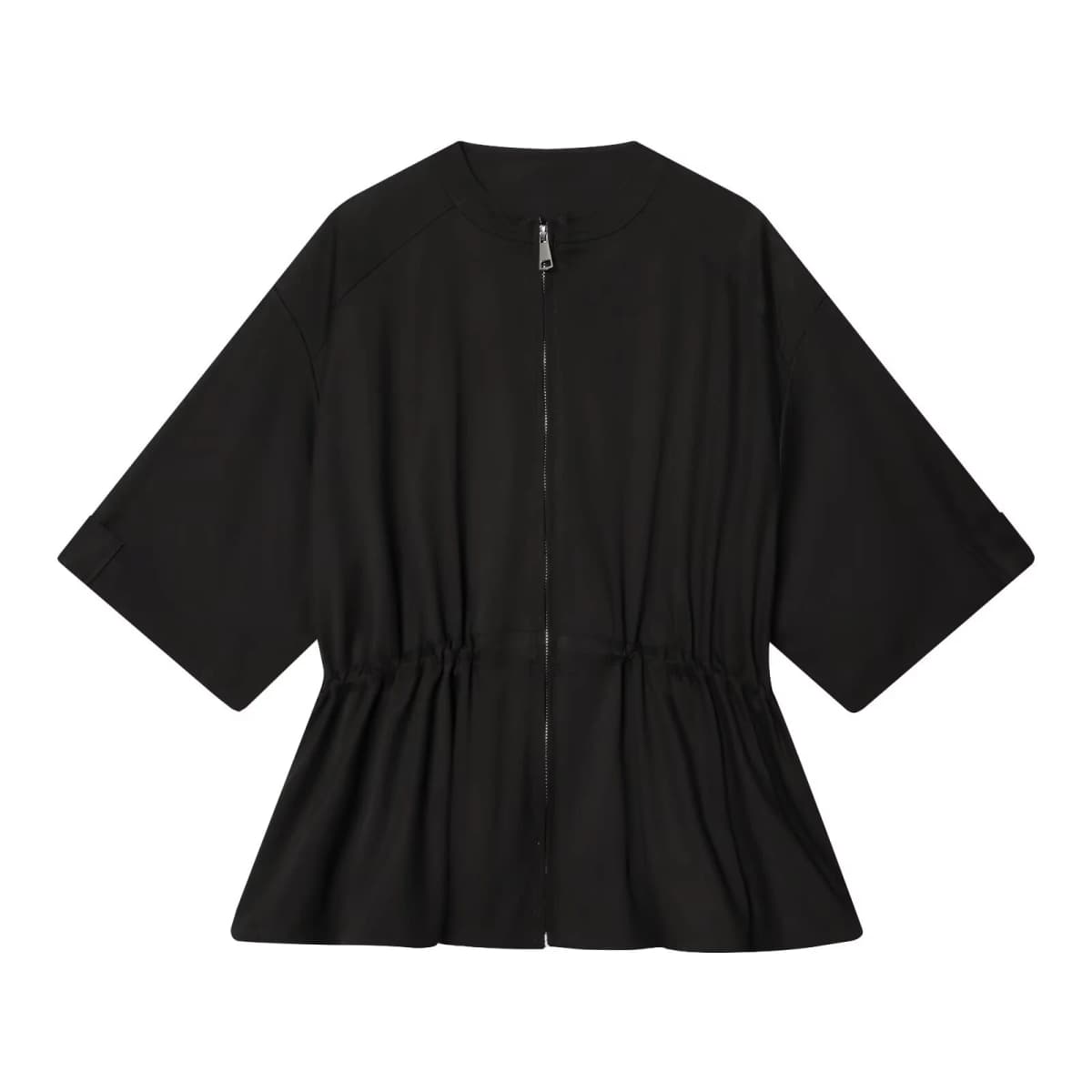 European and American style 2026 summer new women's round neck puffy hem short sleeved parka jacket