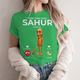 Tung Sahur Is Calling Funny Phone Call Absurd Joke T-Shirt Y2k Humorous Italian Brainrot Silly Novelty Saying Tee Personalized