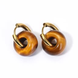 Natural Stone Earrings Pendant Women's Stainless Steel O-ring Earrings New Stone Earrings