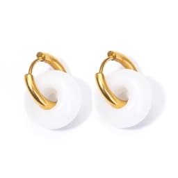 Natural Stone Earrings Pendant Women's Stainless Steel O-ring Earrings New Stone Earrings