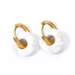 Natural Stone Earrings Pendant Women's Stainless Steel O-ring Earrings New Stone Earrings