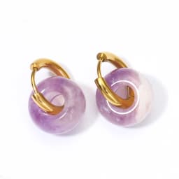 Natural Stone Earrings Pendant Women's Stainless Steel O-ring Earrings New Stone Earrings