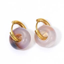Natural Stone Earrings Pendant Women's Stainless Steel O-ring Earrings New Stone Earrings