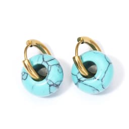Natural Stone Earrings Pendant Women's Stainless Steel O-ring Earrings New Stone Earrings