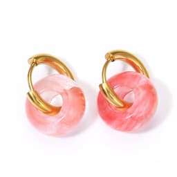 Natural Stone Earrings Pendant Women's Stainless Steel O-ring Earrings New Stone Earrings