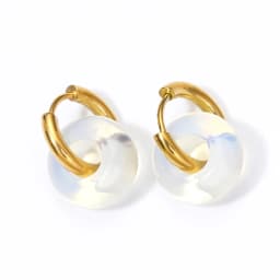 Natural Stone Earrings Pendant Women's Stainless Steel O-ring Earrings New Stone Earrings