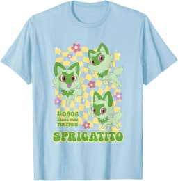 Pokémon Sprigatito #0906 Grass Type Pokemon Retro Chest Logo T-Shirt S-6XL