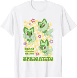Pokémon Sprigatito #0906 Grass Type Pokemon Retro Chest Logo T-Shirt S-6XL
