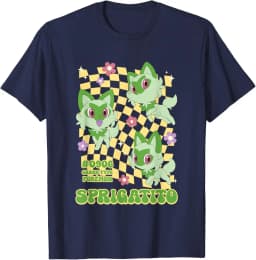 Pokémon Sprigatito #0906 Grass Type Pokemon Retro Chest Logo T-Shirt S-6XL