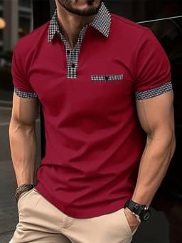 European and American Men's Summer Fashion Striped Print Micro Elastic Breathable Polo Short Sleeved T-Shirt Outdoor Casual Top