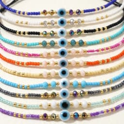 11pcs Glass Beaded Bohemian Evil Eye Bracelet Set Adjustable String Bracelets For Women