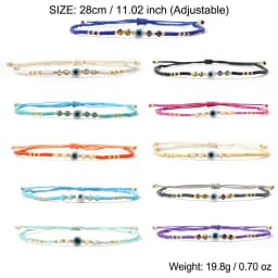 11pcs Glass Beaded Bohemian Evil Eye Bracelet Set Adjustable String Bracelets For Women