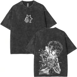Washed Vintage Anime My Hero Academia Bakugou Katsuki Merch T Shirts Men Women Manga Casual Retro T-shirts Cosplay Streetwear