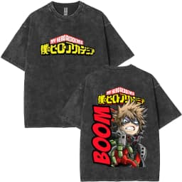 Washed Vintage Anime My Hero Academia Bakugou Katsuki Merch T Shirts Men Women Manga Casual Retro T-shirts Cosplay Streetwear