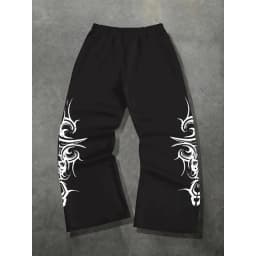 Men's design sense, hip-hop personality, street printed casual pants, wide leg pants, American retro pants