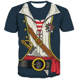 Funny Pirate Graphic T Shirts for Men Women Cosplay Short Sleeve Summer Breathable Crew Neck T-shirt Daily Street Unisex Tops