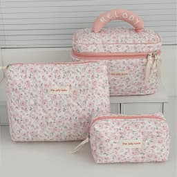 Sweet and Fresh Floral Large Capacity Portable Toiletry Bag Corduroy Pink Peony Makeup Bag New Model