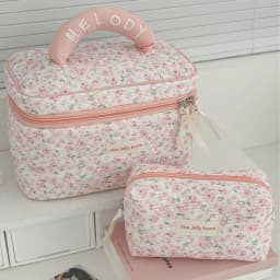 Sweet and Fresh Floral Large Capacity Portable Toiletry Bag Corduroy Pink Peony Makeup Bag New Model
