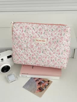 Sweet and Fresh Floral Large Capacity Portable Toiletry Bag Corduroy Pink Peony Makeup Bag New Model