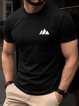 100% Cotton Men's T-Shirt Fashion Daily Casual Breathable Simple Geometric Triangle Pattern Summer Short Sleeve Round Neck Top