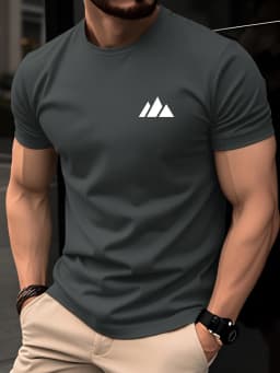 100% Cotton Men's T-Shirt Fashion Daily Casual Breathable Simple Geometric Triangle Pattern Summer Short Sleeve Round Neck Top