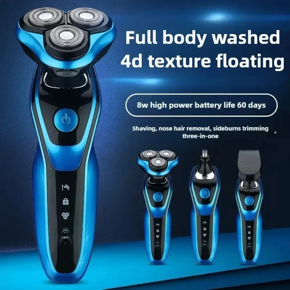 Portable 3 in 1 Electric Shaver Three Heads Rechargeable Men's Shaver Waterproof High Speed Sideburn Trimmer