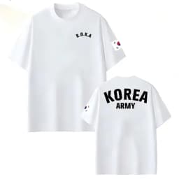 Korea Army ROKA T-Shirt, Military Unit Flag Print, Black Tactical Style Cotton Tee for Airsoft Fans & Korean Patriot Fans