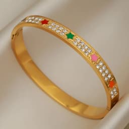 Stainless Steel Metal Crystal Star Flower Bangles&bracelets for Women Fashion Brand Jewelry Oil Eye Bangles Accessories